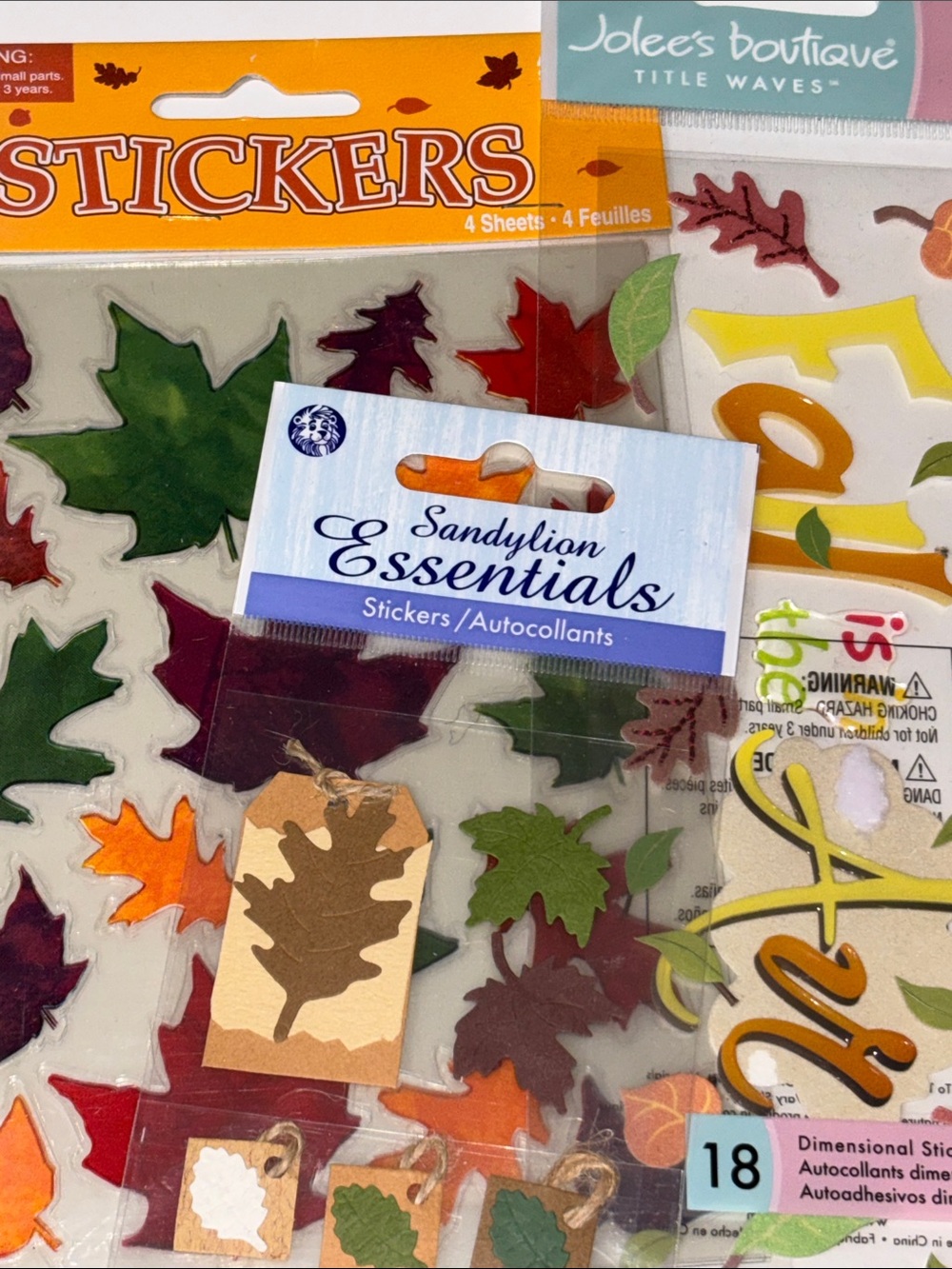 Jolee's Boutique Fall Is In The Air Sandylion Leaf Tags Vellum Stickers